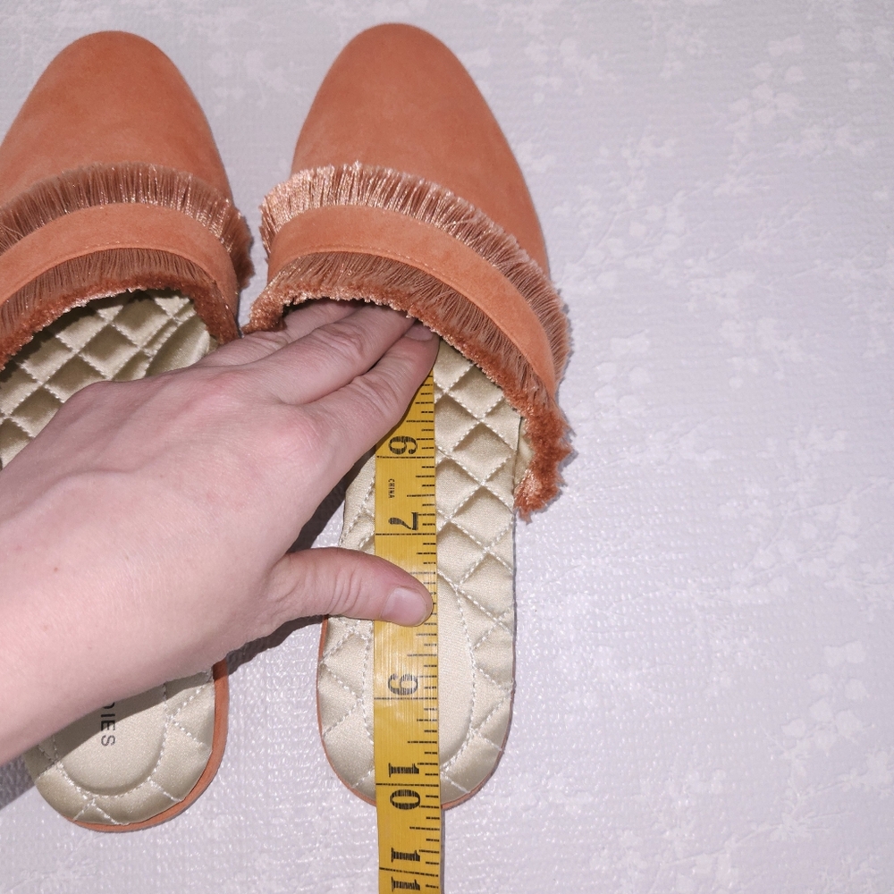 Birdies Coral Suede Fringe Backless Flats - Picture 9 of 10